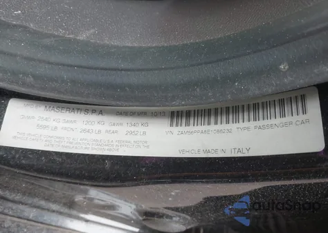 2014 Maserati Quattroporte Gts из США, поврежденный, VIN ZAM56PPA8E1086232